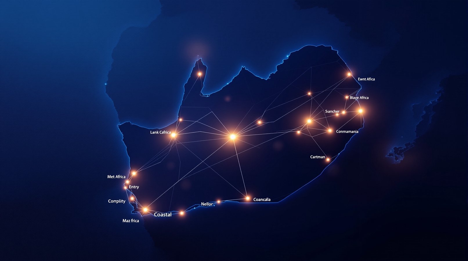 Map of South Africa showing UrgentGo Metro-to-Metro courier routes