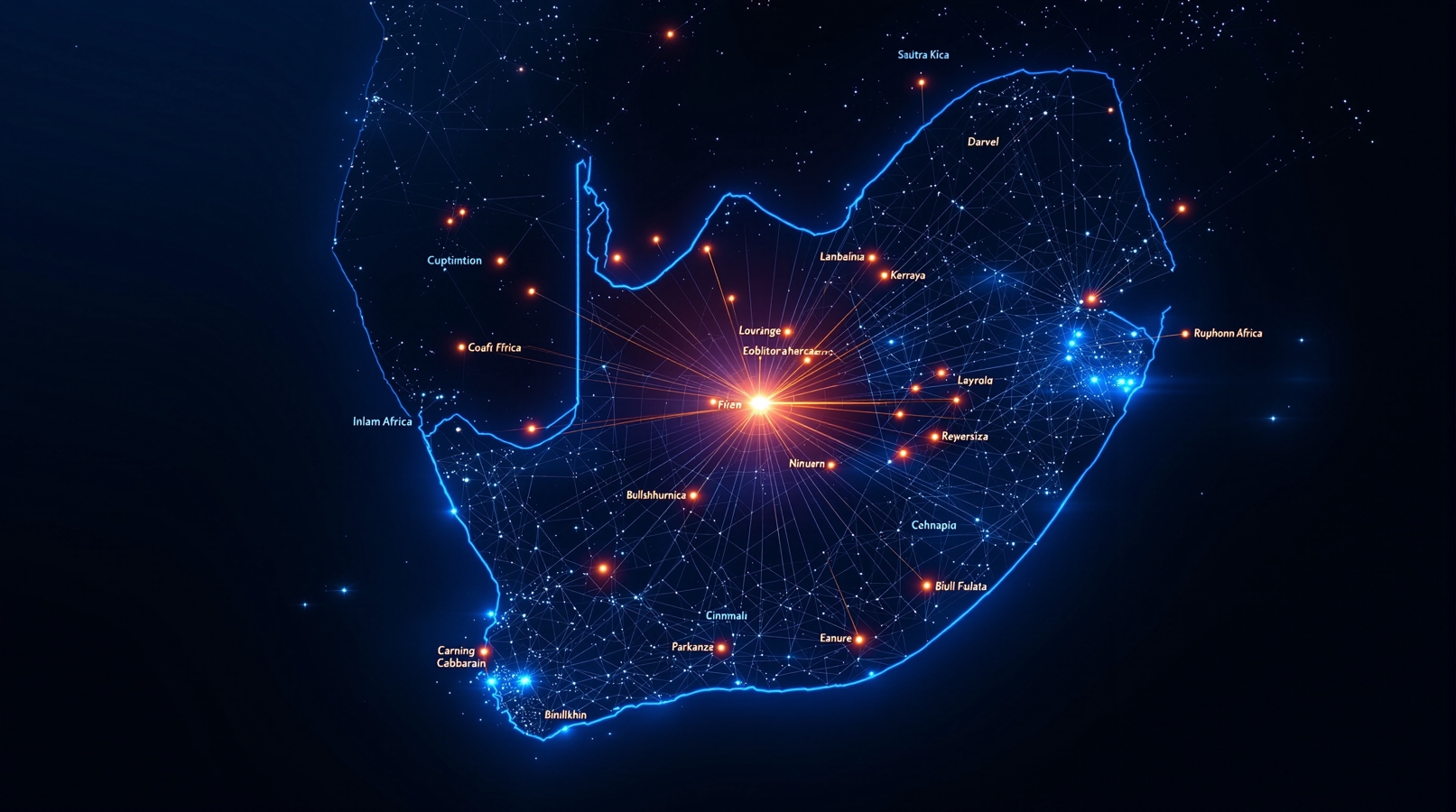 Map of South Africa showing the UrgentGo Courier shipping network